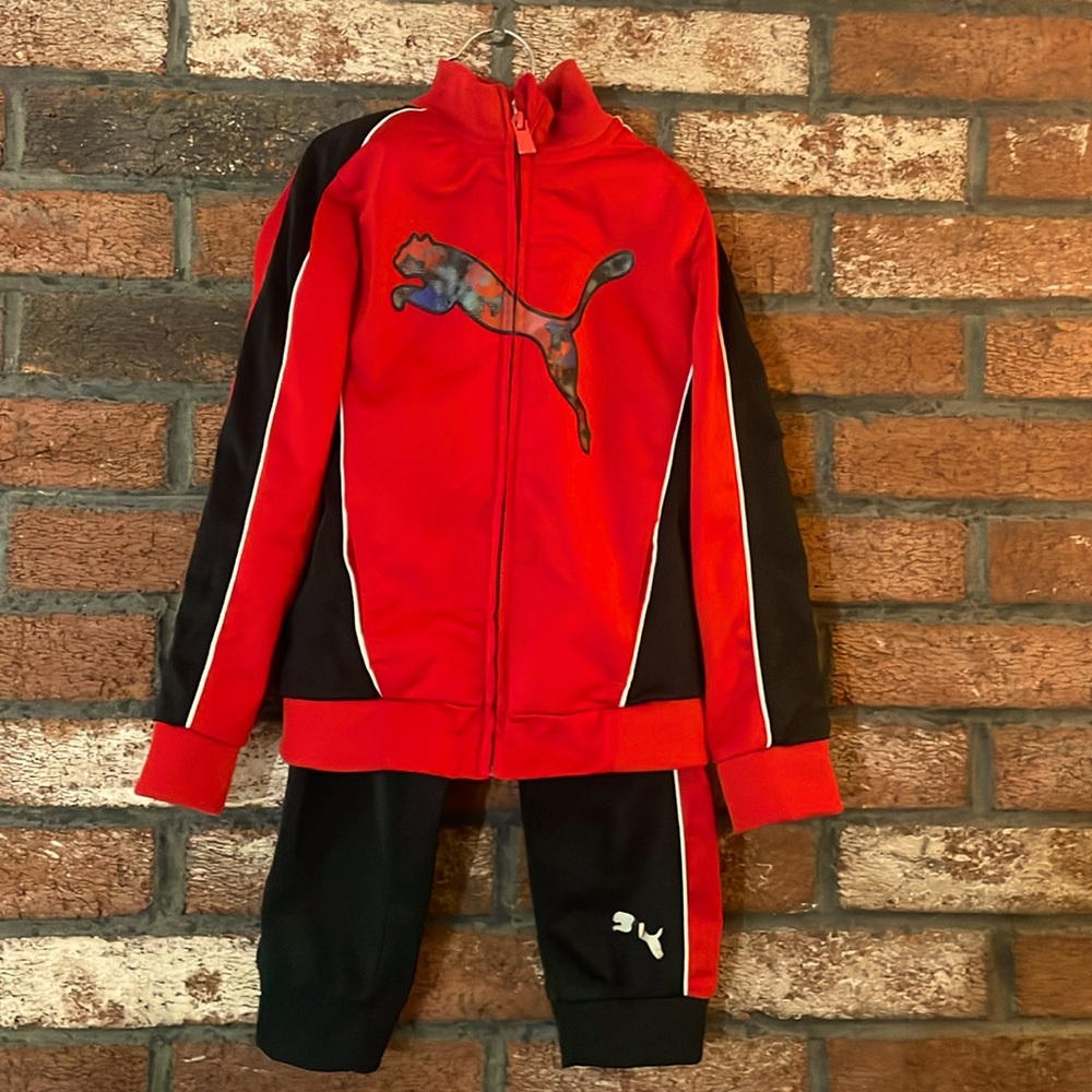 Boys red and black Puma tracksuit